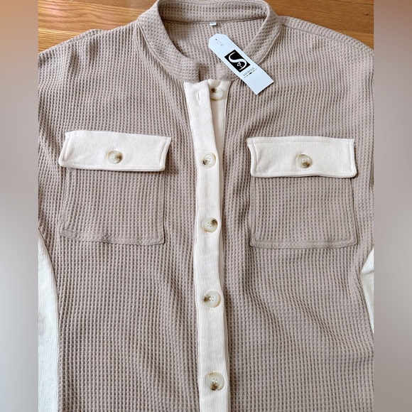 Womens Waffle Knit Button Down Long Sleeve Jacket Women’s Size medium - Picture 8 of 9